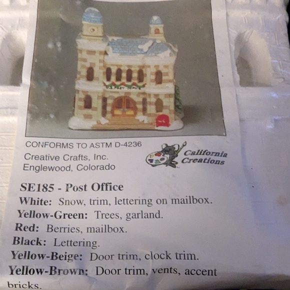 Vintage Christmas village ceramic sealed California Creations SE185 Post Office - Picture 6 of 11